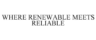 WHERE RENEWABLE MEETS RELIABLE