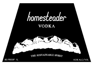 HOMESTEADER VODKA THE SUSTAINABLE SPIRIT 80 PROOF 1L 40%ALC/ VOL