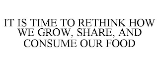 IT IS TIME TO RETHINK HOW WE GROW, SHARE, AND CONSUME OUR FOOD