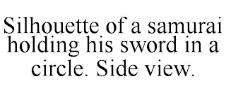 SILHOUETTE OF A SAMURAI HOLDING HIS SWORD IN A CIRCLE. SIDE VIEW.