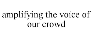 AMPLIFYING THE VOICE OF OUR CROWD