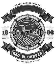 HEARTLAND GOODNESS GEO. W. CARVER 18 86 ESTD. YEAR GEO. W. CARVER MADE FOR YOUR ENJOYMENT