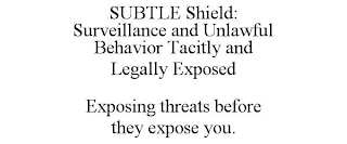 SUBTLE SHIELD: SURVEILLANCE AND UNLAWFUL BEHAVIOR TACITLY AND LEGALLY EXPOSED EXPOSING THREATS BEFORE THEY EXPOSE YOU.