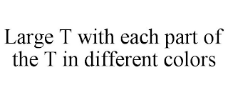 LARGE T WITH EACH PART OF THE T IN DIFFERENT COLORS