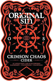 OS ORIGINAL SIN CRIMSON CHAOS CIDER NY APPLES WITH A MIX OF BLUEBERRIES RASPBERRIES STRAWBERRIES CRANBERRIES