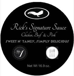 RICK'S SIGNATURE SAUCE CHICKEN, BEEF & PORK SWEET N' TANGY, SIMPLY DELICIOUS NO. 1 NET WT 16.9 OZ.