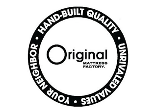 HAND-BUILT QUALITY UNRIVALED VALUES YOUR NEIGHBOR ORIGINAL MATTRESS FACTORY