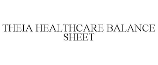 THEIA HEALTHCARE BALANCE SHEET