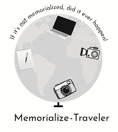 IF IT'S NOT MEMORIALIZED, DID IT EVER HAPPEN! MEMORIALIZE-TRAVELER