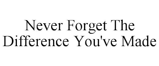 NEVER FORGET THE DIFFERENCE YOU'VE MADE