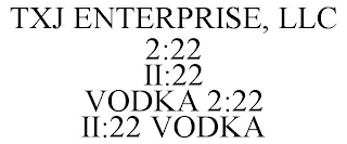 TXJ ENTERPRISE, LLC 2:22 II:22 VODKA 2:22 II:22 VODKA