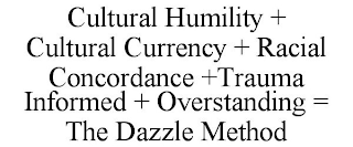 CULTURAL HUMILITY + CULTURAL CURRENCY + RACIAL CONCORDANCE +TRAUMA INFORMED + OVERSTANDING = THE DAZZLE METHOD