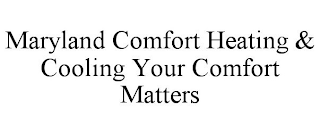 MARYLAND COMFORT HEATING & COOLING YOUR COMFORT MATTERS