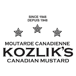 SINCE 1948 DEPUIS 1948 MOUTARDE CANADIENNE KOZLIK'S CANADIAN MUSTARD