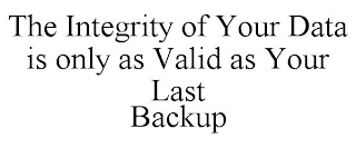 THE INTEGRITY OF YOUR DATA IS ONLY AS VALID AS YOUR LAST BACKUP