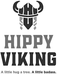 HIPPY VIKING A LITTLE HUG A TREE. A LITTLE BADASS.
