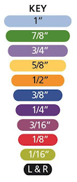 KEY 1" 7/8" 3/4" 5/8" 1/2" 3/8" 1/4" 3/16" 1/8" 1/16" L&R