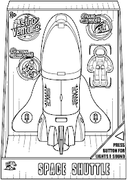 ASTRO VENTURE 3+ FUNCTIONAL MECHANICAL ARM FIGURE FITS INSIDE! SPACE SHUTTLE SPACE SHUTTLE PRESS BUTTON FOR LIGHTS & SOUND PLAY MIND SPACE SHUTTLE