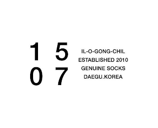 15 07 IL-O-GONG-CHIL ESTABLISHED 2010 GENUINE SOCKS DAEGU.KOREA