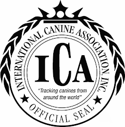 INTERNATIONAL CANINE ASSOCIATION, INC. ICA "TRACKING CANINES FROM AROUND THE WORLD" OFFICIAL SEAL