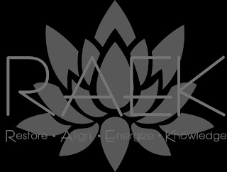 RAEK RESTORE · ALIGN · ENERGIZE · KNOWLEDGE