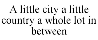 A LITTLE CITY A LITTLE COUNTRY A WHOLE LOT IN BETWEEN