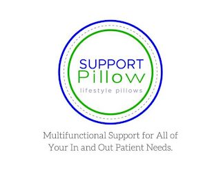 SUPPORT PILLOW LIFESTYLE PILLOWS MULTIFUNCTIONAL SUPPORT FOR ALL OF YOUR IN AND OUT PATIENT NEEDS.