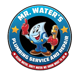 MR. WATER'S PLUMBING SERVICE AND REPAIR CLEAN WATER, DIRTY WATER WE KNOW WHAT TO DO