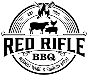 EST. 2019 RED RIFLE BBQ BURNING WOOD & SMOKIN MEAT