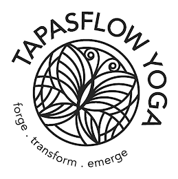 TAPASFLOW YOGA FORGE · TRANSFORM · EMERGE