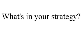 WHAT'S IN YOUR STRATEGY?