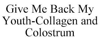 GIVE ME BACK MY YOUTH-COLLAGEN AND COLOSTRUM