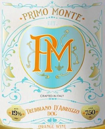 PRIMO MONTE, PM CRAFTED IN ITALY, ALC 13% VOL, TREBBIANO D'ABRUZZO, DOC, 750 ORANGE WINE