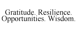 GRATITUDE. RESILIENCE. OPPORTUNITIES. WISDOM.