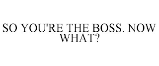 SO YOU'RE THE BOSS. NOW WHAT?