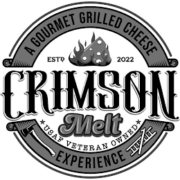 A GOURMET GRILLED CHEESE ESTD 2022 CRIMSON MELT USAF VETERAN OWNED EXPERIENCE