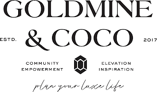 GOLDMINE AND COCO ESTD. 2017 COMMUNITY EMPOWERMENT ELEVATION INSPIRATION PLAN YOUR LUXE LIFE