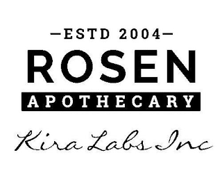 ROSEN APOTHECARY KIRA LABS INC - ESTD 2004 -