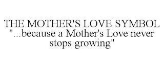 THE MOTHER'S LOVE SYMBOL "...BECAUSE A MOTHER'S LOVE NEVER STOPS GROWING"