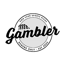 MR. GAMBLER OWN YOUR SPORTS PICKS DEGENS ONLY - EST 2022