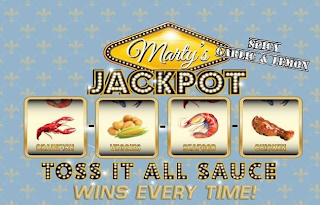 MARTY'S JACKPOT SPICY GARLIC & LEMON CRAWFISH VEGGIES SEAFOOD CHICKEN TOSS IT ALL SAUCE WINS EVERY TIME!