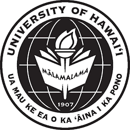 UNIVERSITY OF HAWAII MALAMALAMA UA MAU KE EA O KA AINA I KA PONO 1907