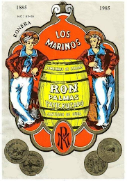 NC: 83-09 RONERA LOS MARINOS PATICRUZADO COMBINADO DE BEBIDAS RON PALMAS PATICRUZADO SANTIAGO DE CUBA RM 1885 1985