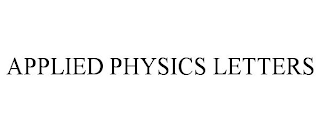 APPLIED PHYSICS LETTERS