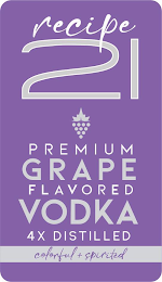 RECIPE 21 PREMIUM GRAPE FLAVORED VODKA 4X DISTILLED COLORFUL + SPIRITED