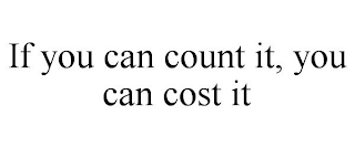 IF YOU CAN COUNT IT, YOU CAN COST IT