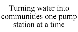 TURNING WATER INTO COMMUNITIES ONE PUMP STATION AT A TIME