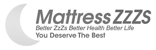 MATTRESS ZZZS BETTER ZZZS BETTER HEALTH BETTER LIFE YOU DESERVE THE BEST