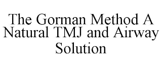 THE GORMAN METHOD A NATURAL TMJ AND AIRWAY SOLUTION