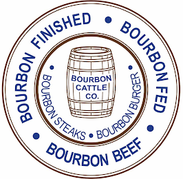 BOURBON CATTLE CO. · BOURBON STEAKS · BOURBON BURGER · BOURBON FINISHED · BOURBON FED · BOURBON BEEF ·